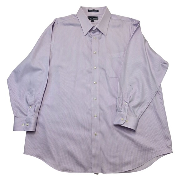 Paul Fredrick Mens Dress Shirt 17½-33 Purple Striped Long Sleeve Button Up - Picture 1 of 6